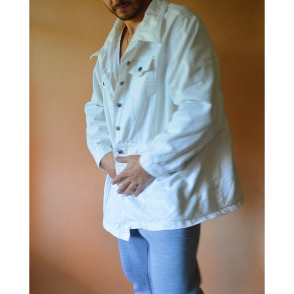 Vintage White Denim Oversized Unisex Jacket - Picture 3 of 4